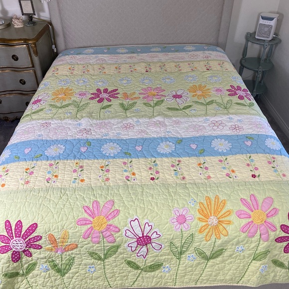 Pottery Barn Kids Other - Pottery Barn Kids Floral Quilt - Pink, Yellow, Blue